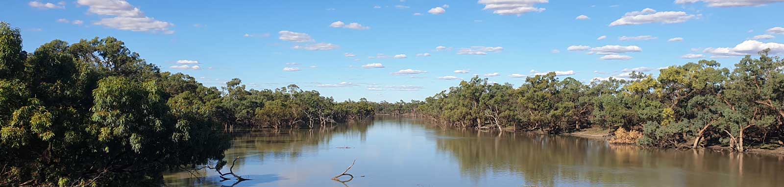 Looking down on long lagoon on a sunny day