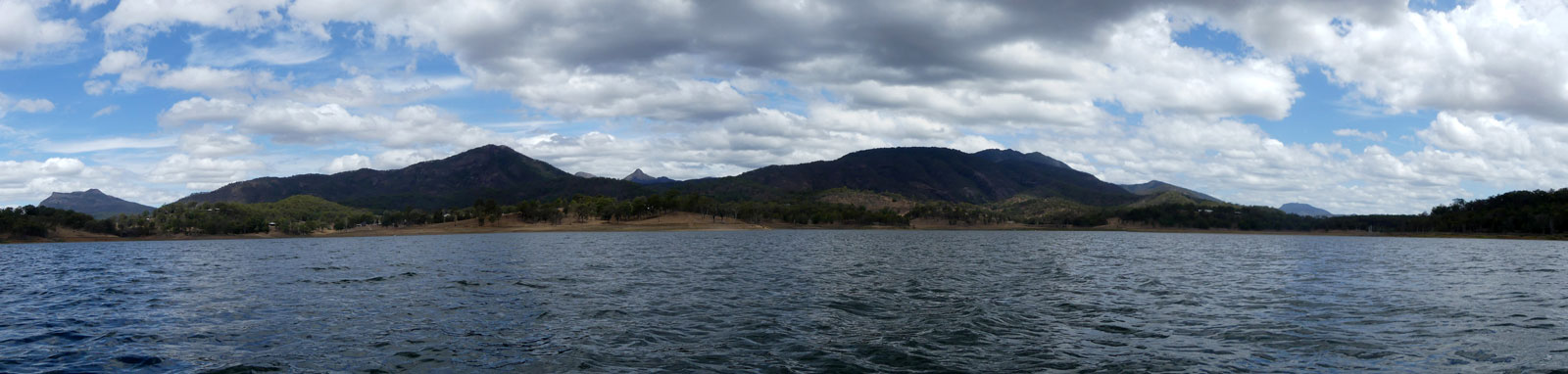 Lake maroon with mountains in the background