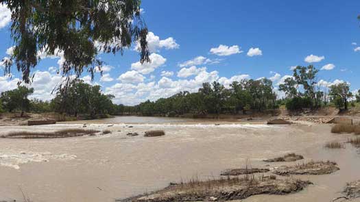 weir and rapids in river