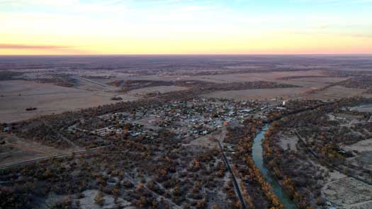 Photo above town with river