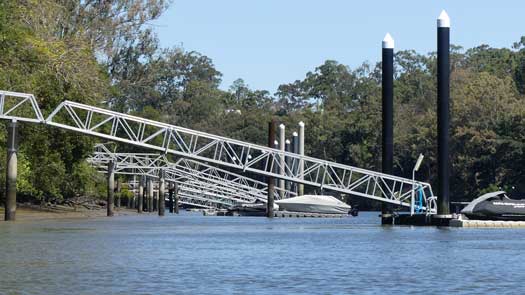 Looking at the ramps of a dozen pontoons