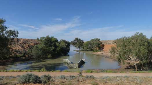 Water released from the lake forming a channel