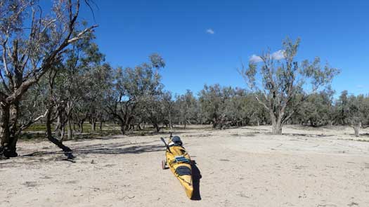 Kayak on wheels on farmland