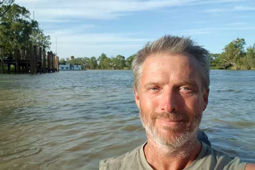 Selfie pic on river beside wharf