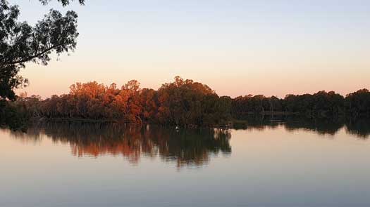 Two large slow moving rivers joining together