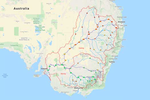 Map screenshot with the basin and major rivers marked