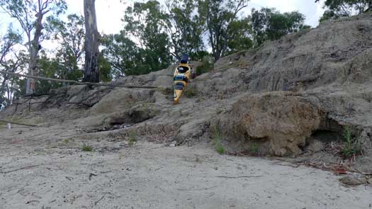 A kayak on a steep bank