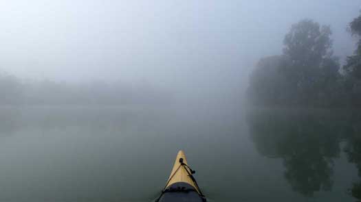 Thick fog on river