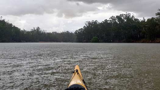 Heavy rain on the river