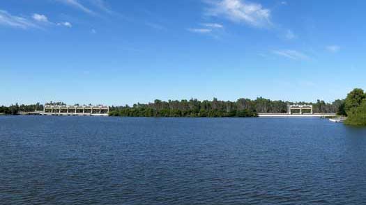 Wide weir across the river