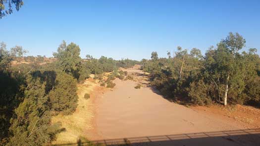 The Finke River is almost always dry Sandy river channel