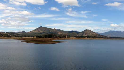 View of mountain behind lake